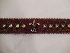 b.b. Simon Brown Pony Hair Crystals Belt - Dudes Boutique