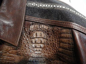 Kashani Custom Alligator Stingray Row Stone Bomber Jacket - Dudes Boutique