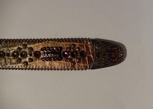 b.b. Simon Bronze Croco Crystal Belt - Dudes Boutique