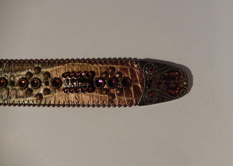 b.b. Simon Bronze Croco Crystal Belt - Dudes Boutique