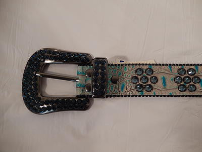 b.b. Simon Navy And Teal Crystal Belt - Dudes Boutique