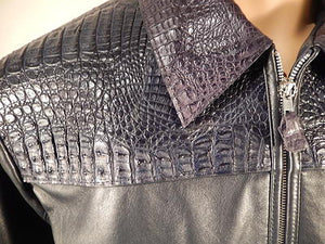G Gator - Navy Horn Back Crocodile and Lambskin Jacket - Dudes Boutique
