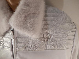 G Gator - White Crocodile Mink and Lambskin Jacket - Dudes Boutique