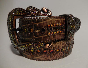 b.b. Simon Bronze Croco Crystal Belt - Dudes Boutique