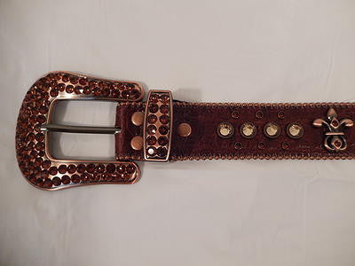 b.b. Simon Brown Pony Hair Crystals Belt - Dudes Boutique