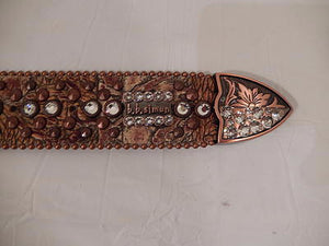 b.b. Simon Bronze And Silver Crystal Belt - Dudes Boutique