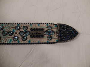 b.b. Simon Navy And Teal Crystal Belt - Dudes Boutique