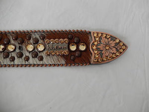 b.b. Simon Studded Bronze Crystal Belt - Dudes Boutique