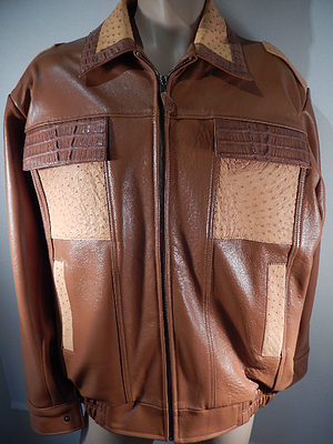 G Gator - Cognac Crocodile & Ostrich Skin Jacket - Dudes Boutique