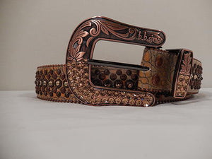 b.b. Simon Rust And Bronze Crystal Belt - Dudes Boutique