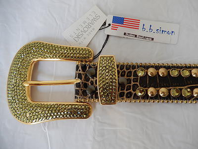 b.b. Simon Studded Golden Crystal Belt - Dudes Boutique