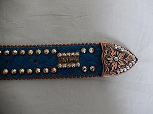 b.b. Simon Bronze & Blue Crystal Belt - Dudes Boutique