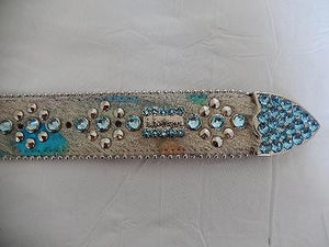 b.b. Simon "Sky Blue" Crystal Pony Hair Belt - Dudes Boutique