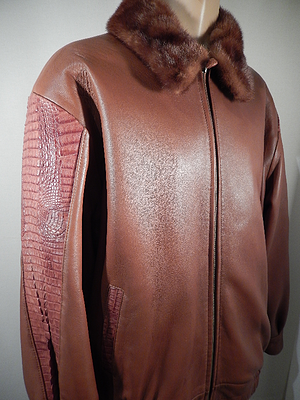 G Gator - Lambskin and Crocodile Jacket with Mink Collar - Dudes Boutique
