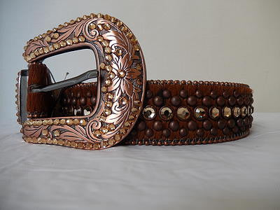 b.b. Simon Studded Bronze Crystal Belt - Dudes Boutique