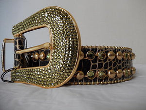 b.b. Simon Studded Golden Crystal Belt - Dudes Boutique