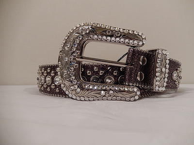 b.b. Simon Silver Studded Crystal Belt - Dudes Boutique