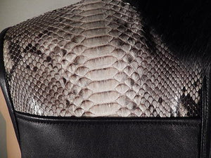 G Gator - 902H Black Natural Python and Fox Hooded Vest - Dudes Boutique