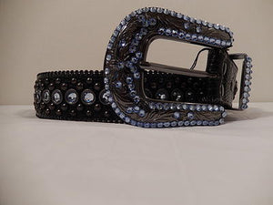 b.b. Simon Black And Blue Iris Crystal Belt - Dudes Boutique