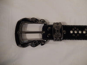 b.b. Simon Black Pony Hair Crystal Belt - Dudes Boutique