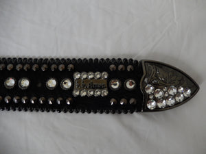 b.b. Simon Black Pony Hair Crystal Belt - Dudes Boutique