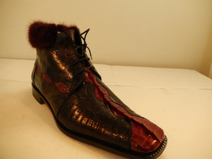 Mauri Mink/Ostrich Leg/Crocodile Lace Up Ankle Boots 4409 - Dudes Boutique