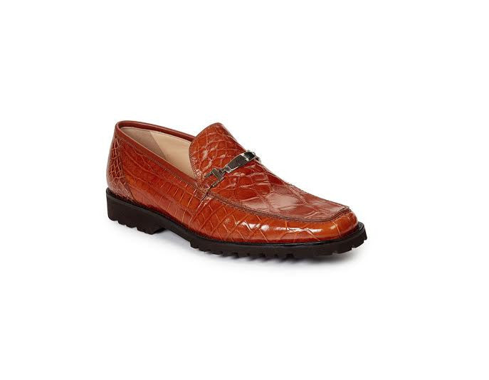 Mauri 4692 cognac all-over alligator loafers with bracelet