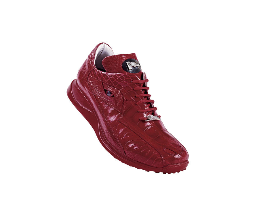Mauri - "8770 Coral" All Over Alligator and Ostrich Leg Sneaker - Dudes Boutique