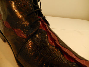 Mauri Mink/Ostrich Leg/Crocodile Lace Up Ankle Boots 4409 - Dudes Boutique