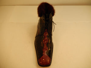Mauri Mink/Ostrich Leg/Crocodile Lace Up Ankle Boots 4409 - Dudes Boutique
