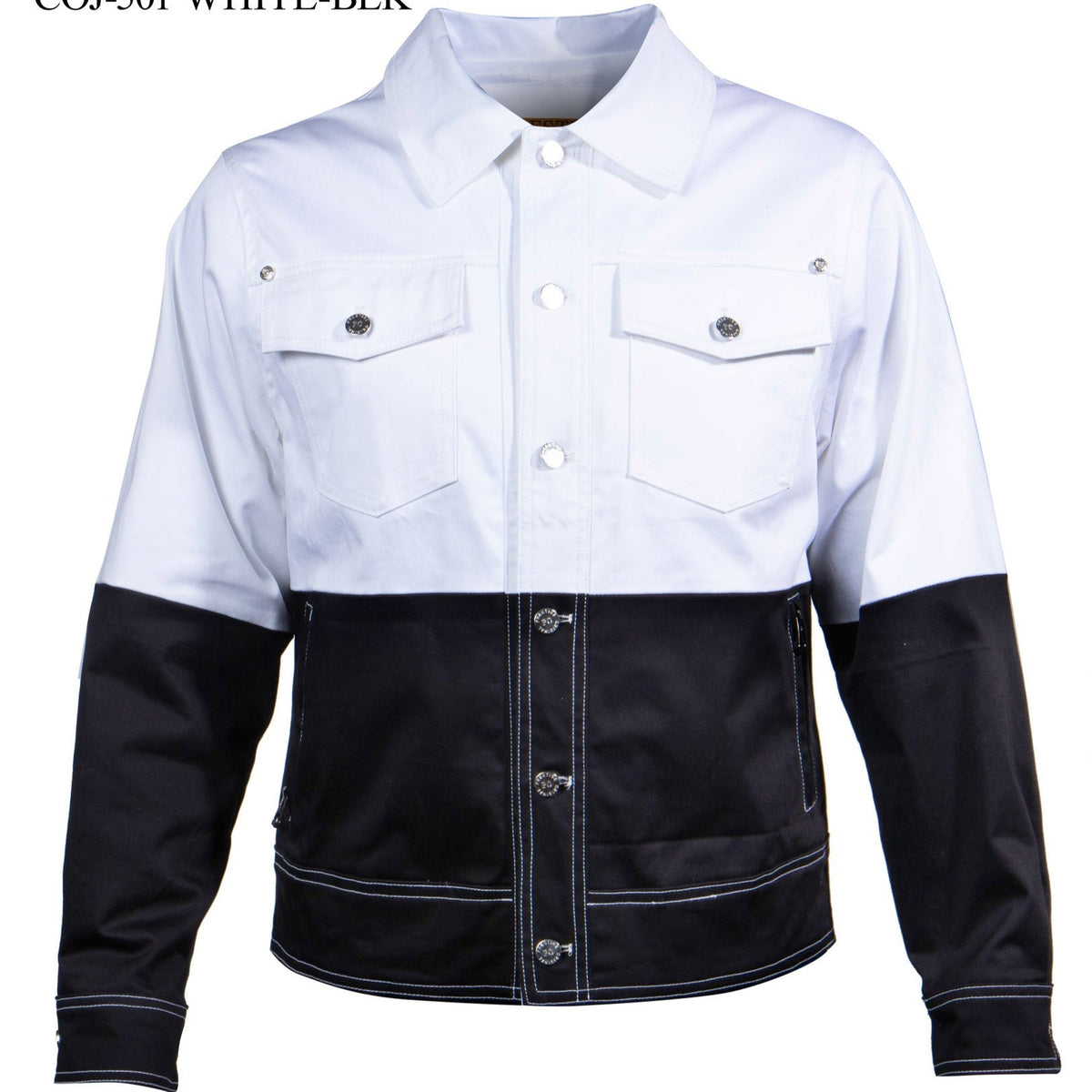 Prestige White/Black Double Stitched Jacket - Dudes Boutique