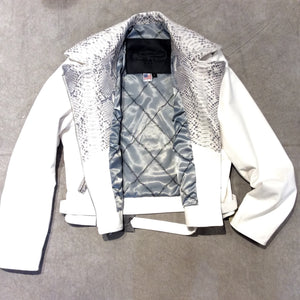 G-Gator 1033 White Python and Lambskin Biker Jacket - Dudes Boutique
