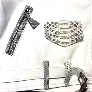 G-Gator 1033 White Python and Lambskin Biker Jacket - Dudes Boutique