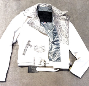 G-Gator 1033 White Python and Lambskin Biker Jacket - Dudes Boutique