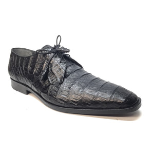 Los Altos Black All-Over Crocodile Lace Up Dress Shoes - Dudes Boutique