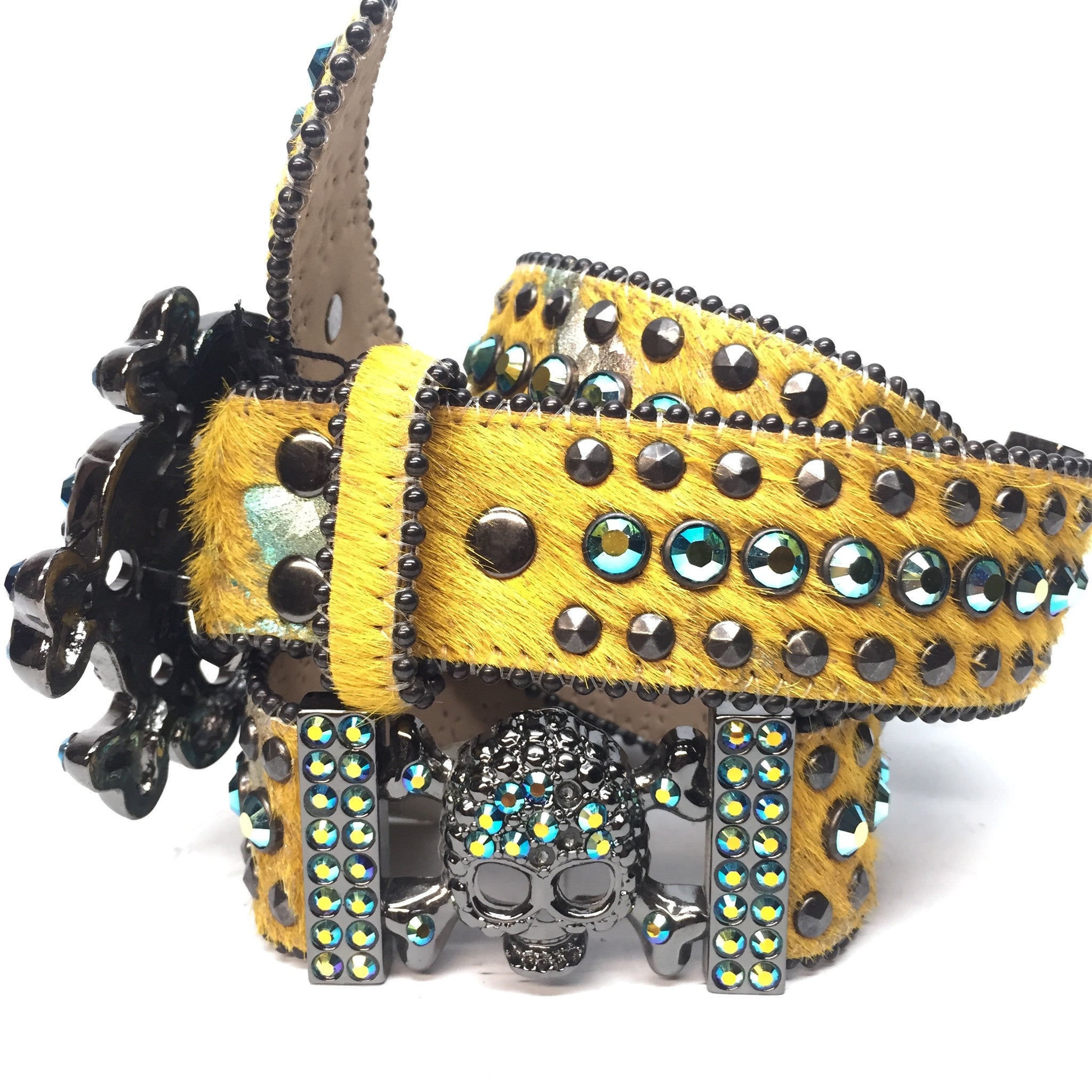 b.b. Simon "Golden Skull" Crystal Belt - Dudes Boutique