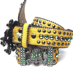 b.b. Simon "Golden Skull" Crystal Belt - Dudes Boutique