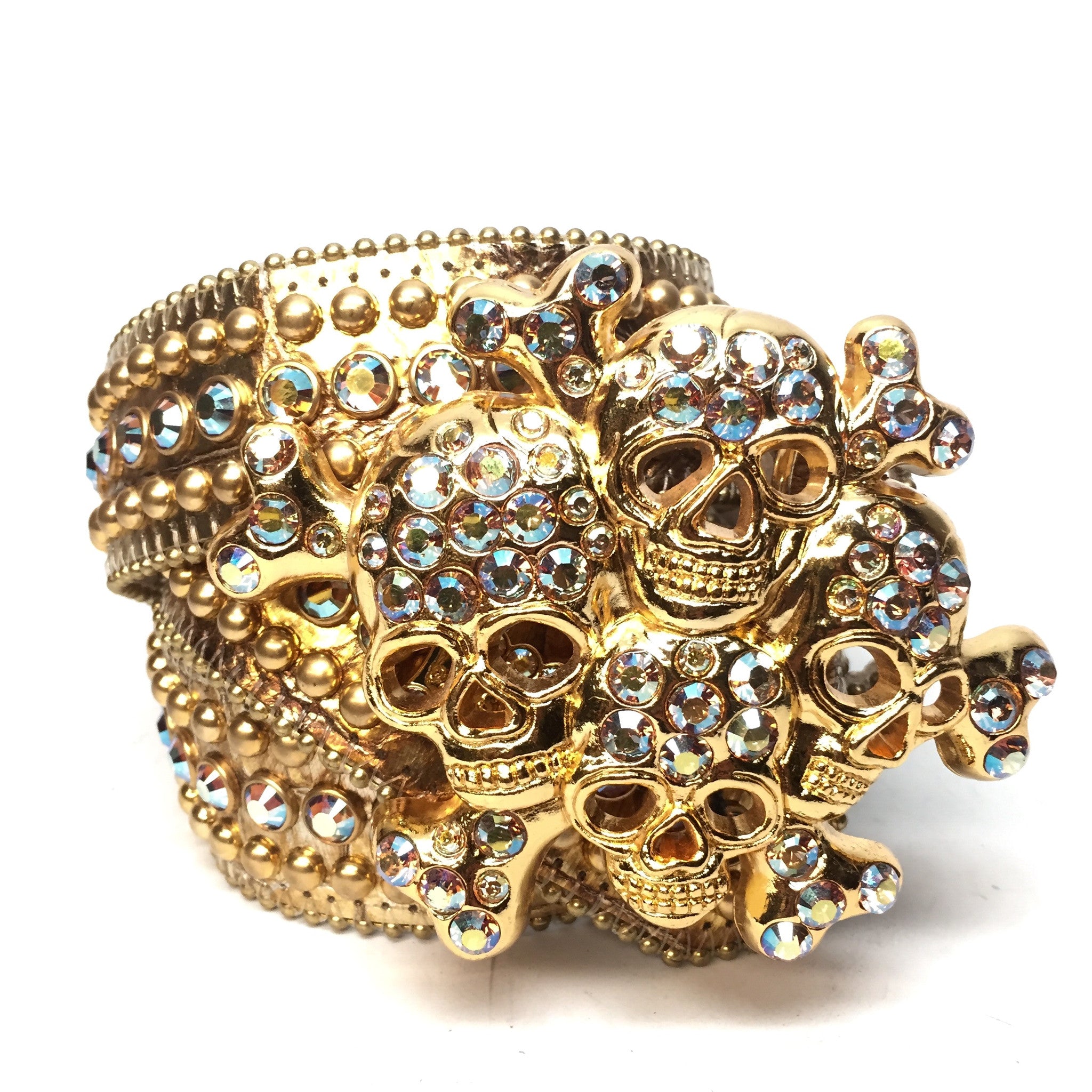 b.b. Simon " Golden Cranium" Crystal Belt - Dudes Boutique