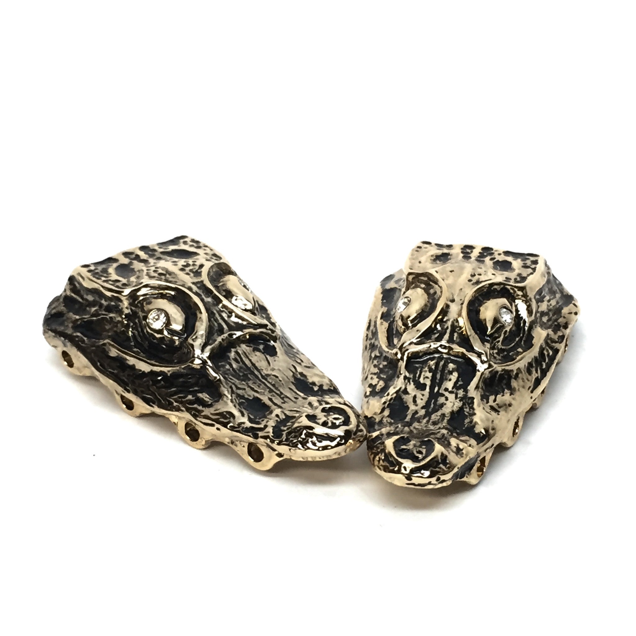 Mauri "Crystal Eye" Gold Gator Head Lace Holders - Dudes Boutique