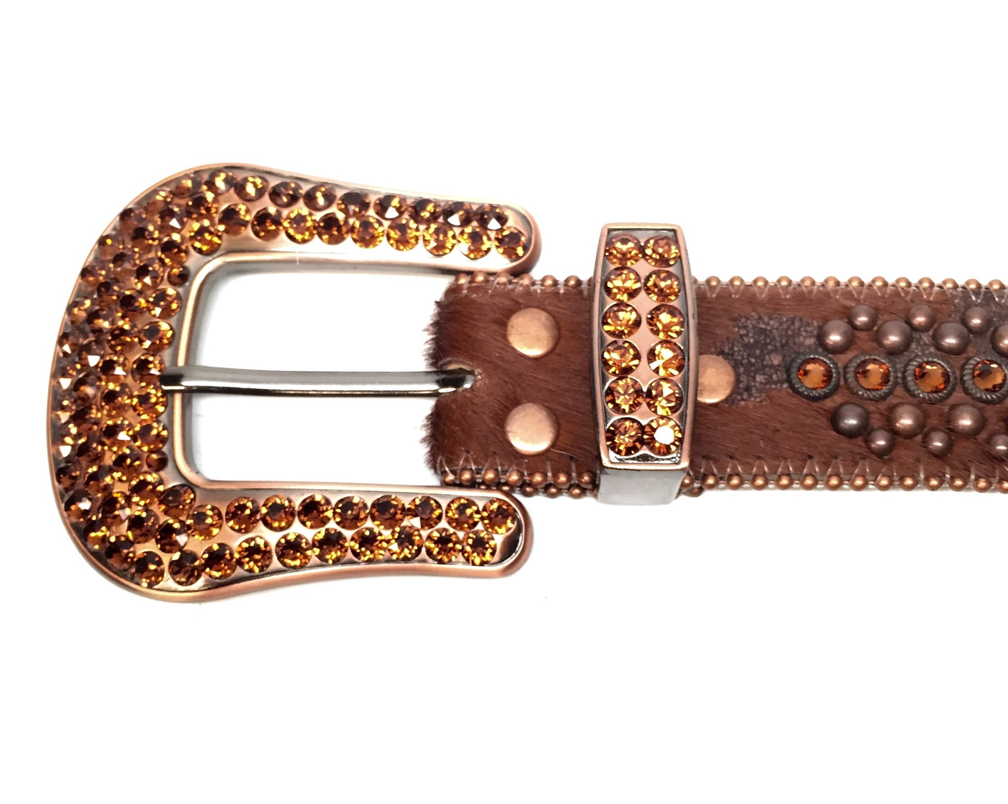 b.b. Simon - "Crosshairs" Pony Hair/Crystal Belt - Dudes Boutique