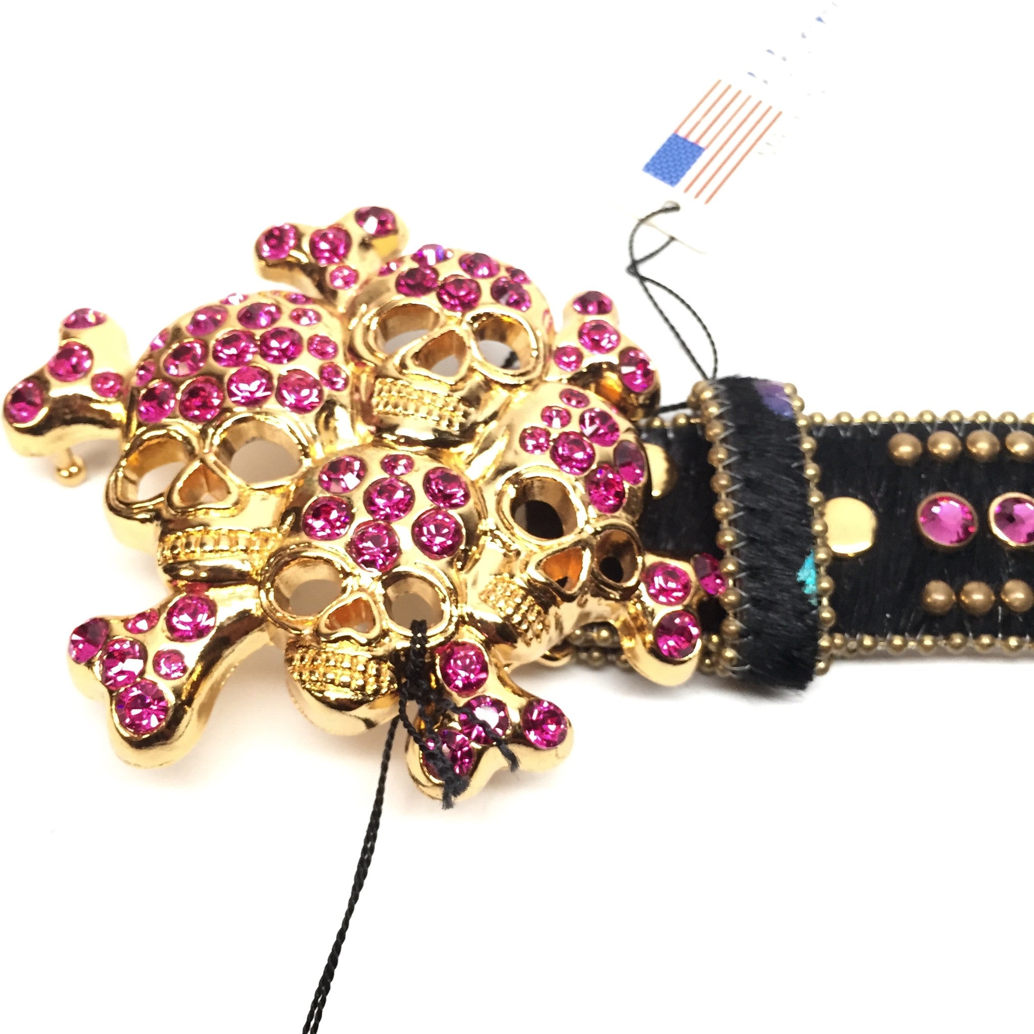 b.b. Simon Multicolor Skull Studded Crystal Belt - Dudes Boutique