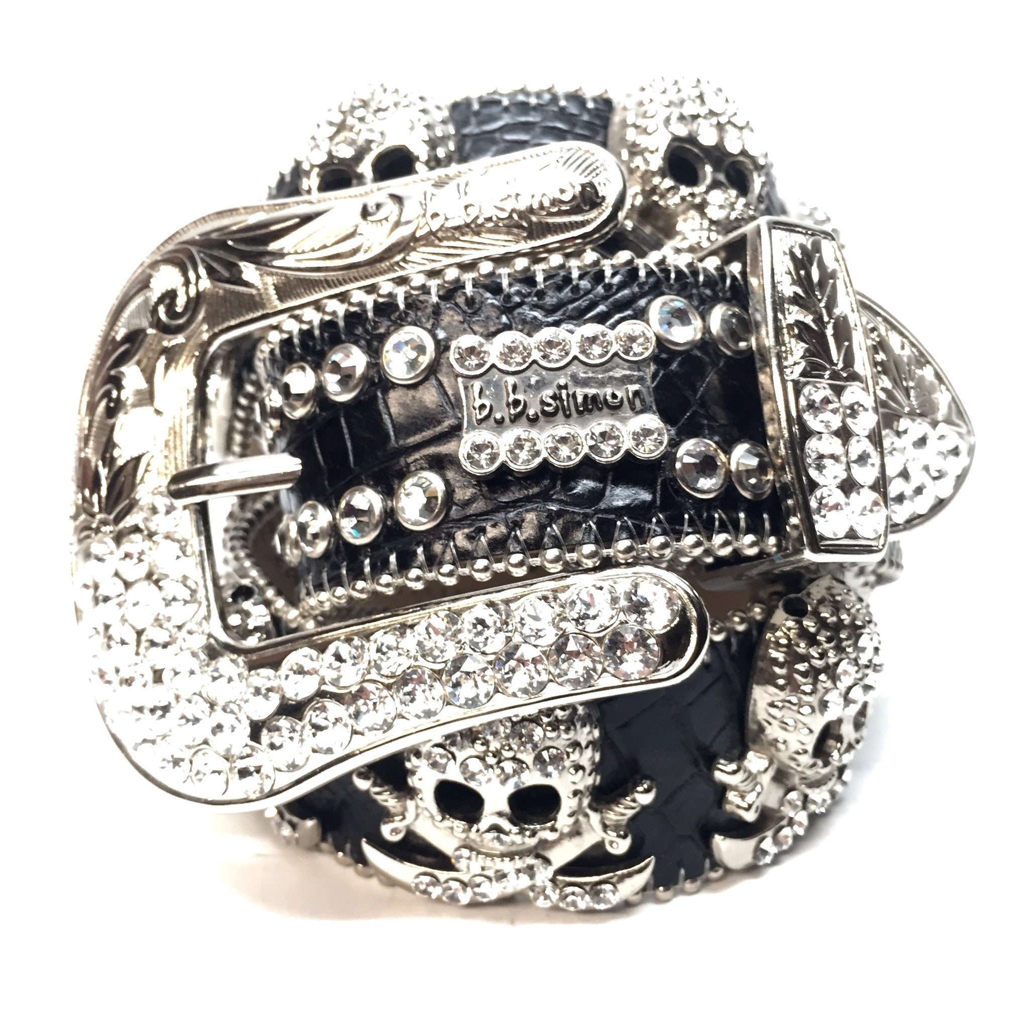 b.b. Simon Skull 2-Row Crystal Belt - Dudes Boutique
