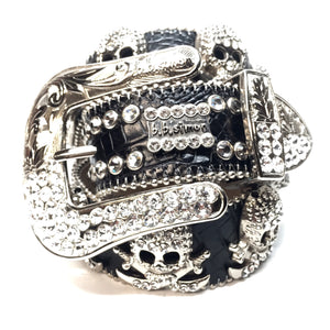 b.b. Simon Skull 2-Row Crystal Belt - Dudes Boutique