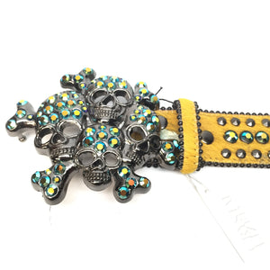 b.b. Simon "Golden Skull" Crystal Belt - Dudes Boutique
