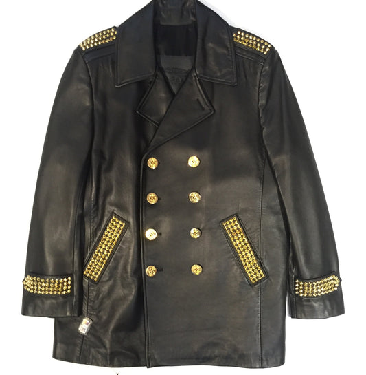 G-Gator - Studded Double-Breasted Leather Jacket - Dudes Boutique