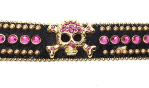 b.b. Simon Multicolor Skull Studded Crystal Belt - Dudes Boutique