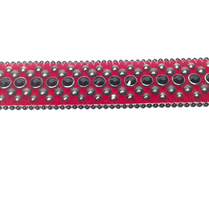 b.b. Simon Black Red Pony Hair Crystal Belt - Dudes Boutique