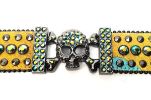 b.b. Simon "Golden Skull" Crystal Belt - Dudes Boutique