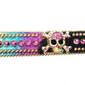 b.b. Simon Multicolor Skull Studded Crystal Belt - Dudes Boutique