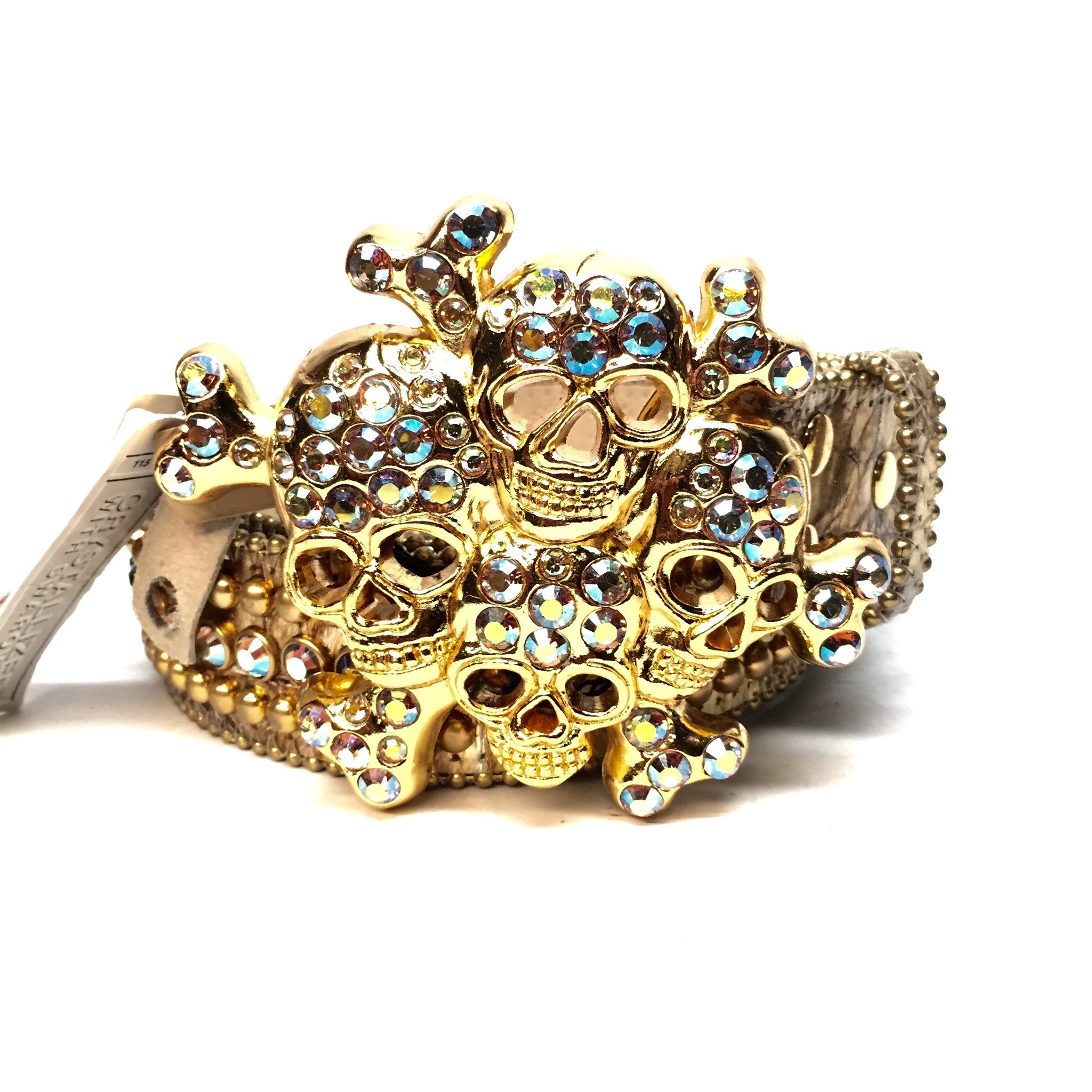 b.b. Simon " Golden Cranium" Crystal Belt - Dudes Boutique